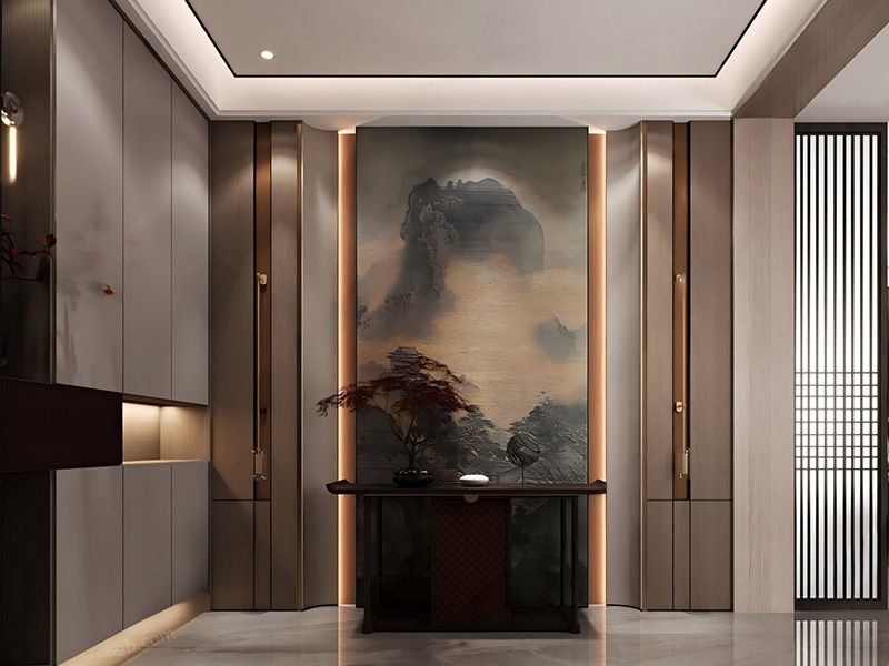 新中式门厅玄关过道SU模型