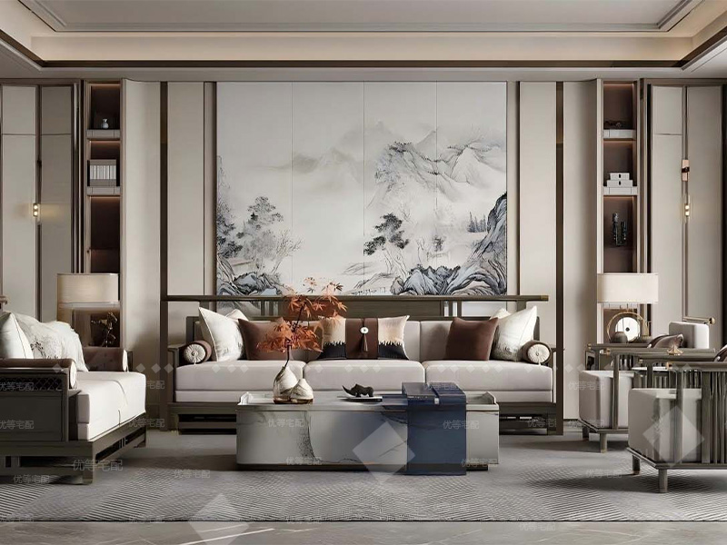 新中式中式沙发背景墙01
