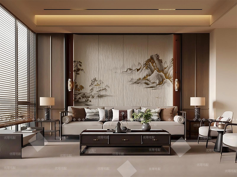 新中式沙发背景墙08