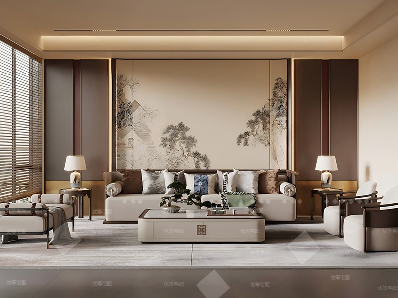 新中式沙发背景墙09