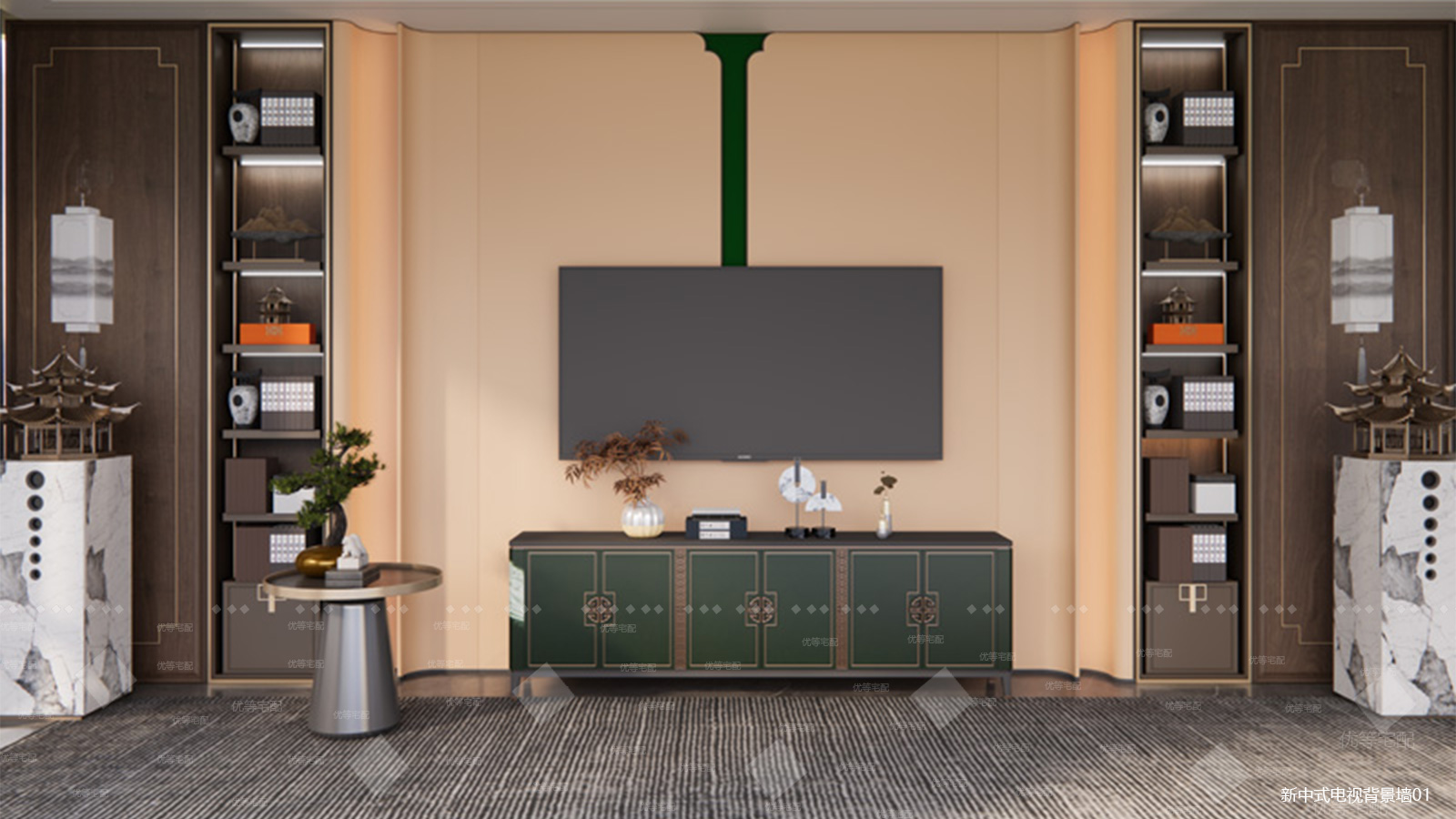 新中式电视背景墙01