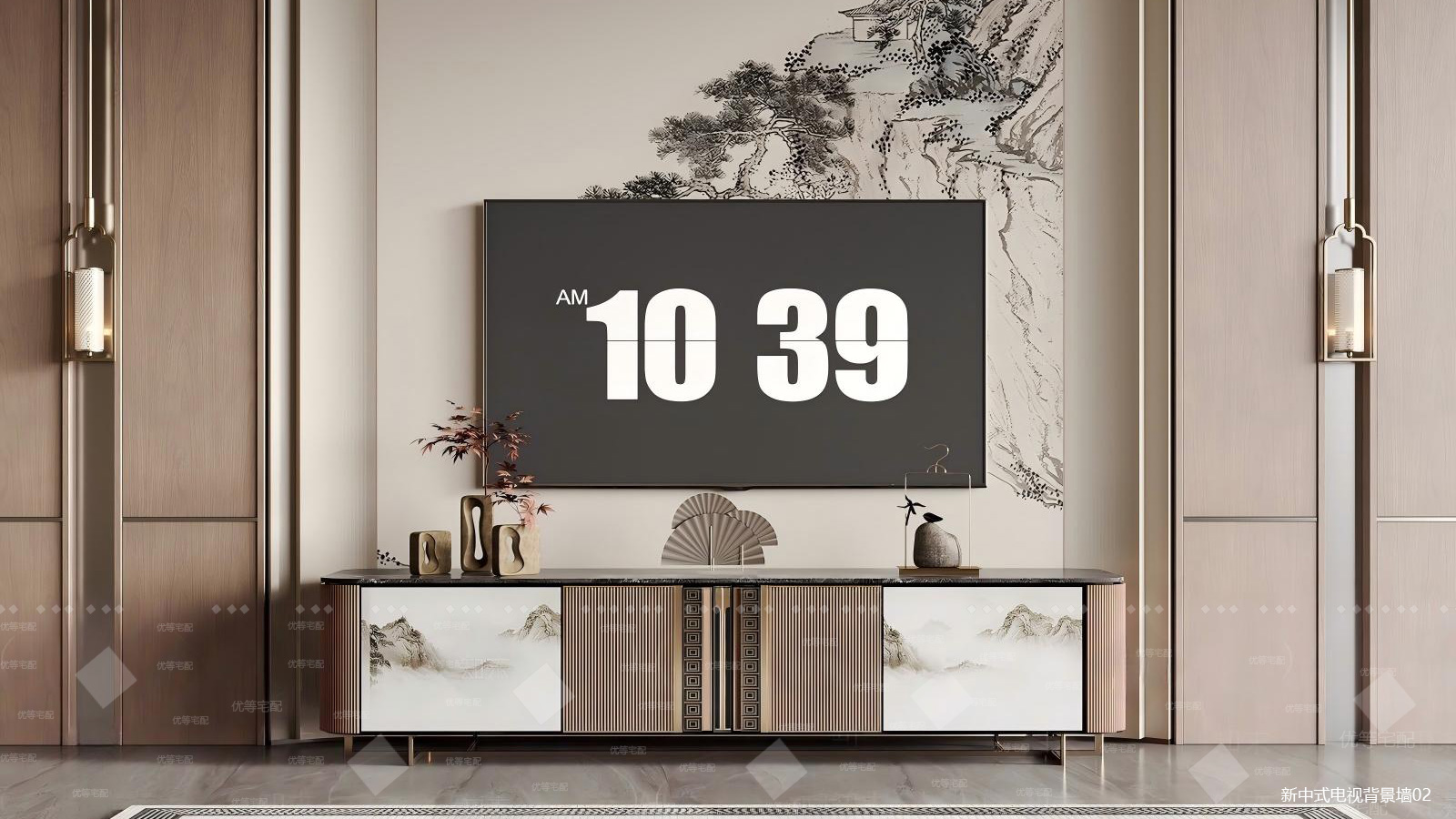 新中式电视背景墙02