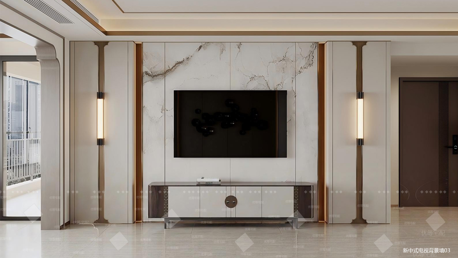新中式电视背景墙03
