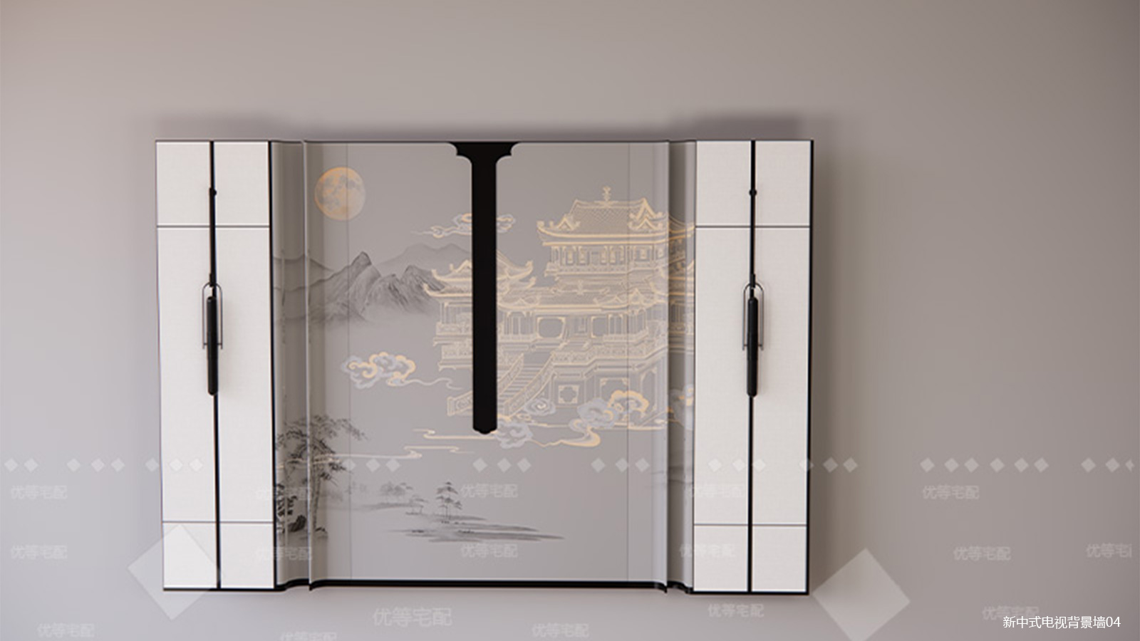 新中式电视背景墙04