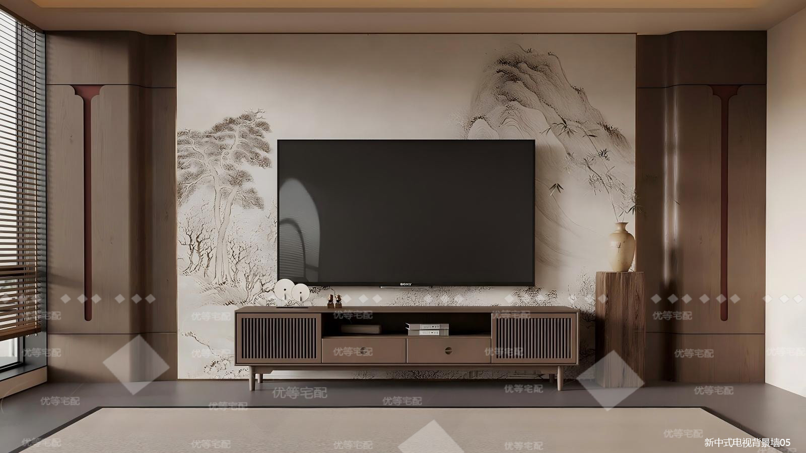 新中式电视背景墙05