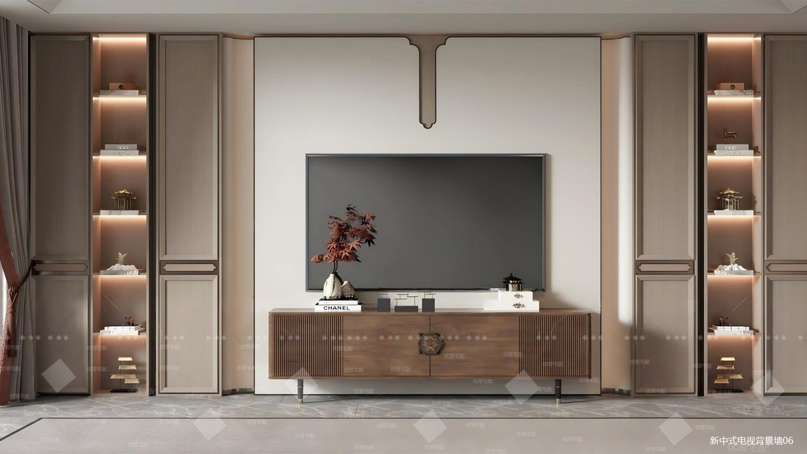 新中式电视背景墙06