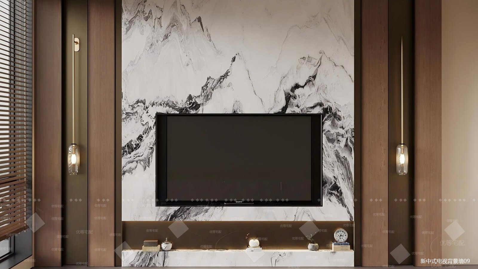新中式电视背景墙09