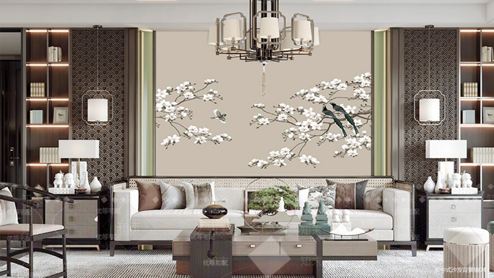 新中式沙发背景墙04