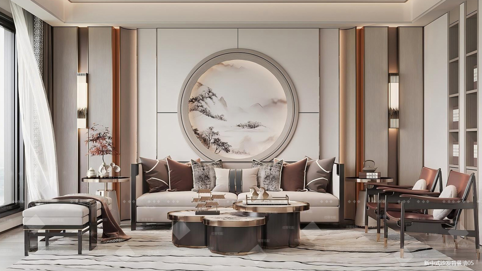 新中式沙发背景墙05