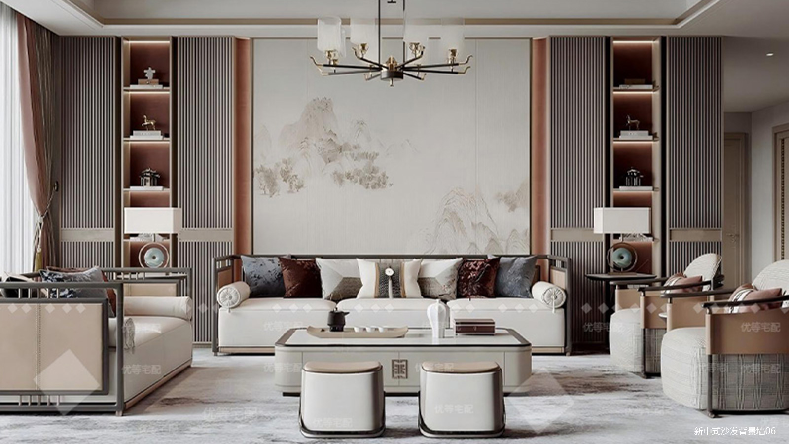 新中式沙发背景墙06