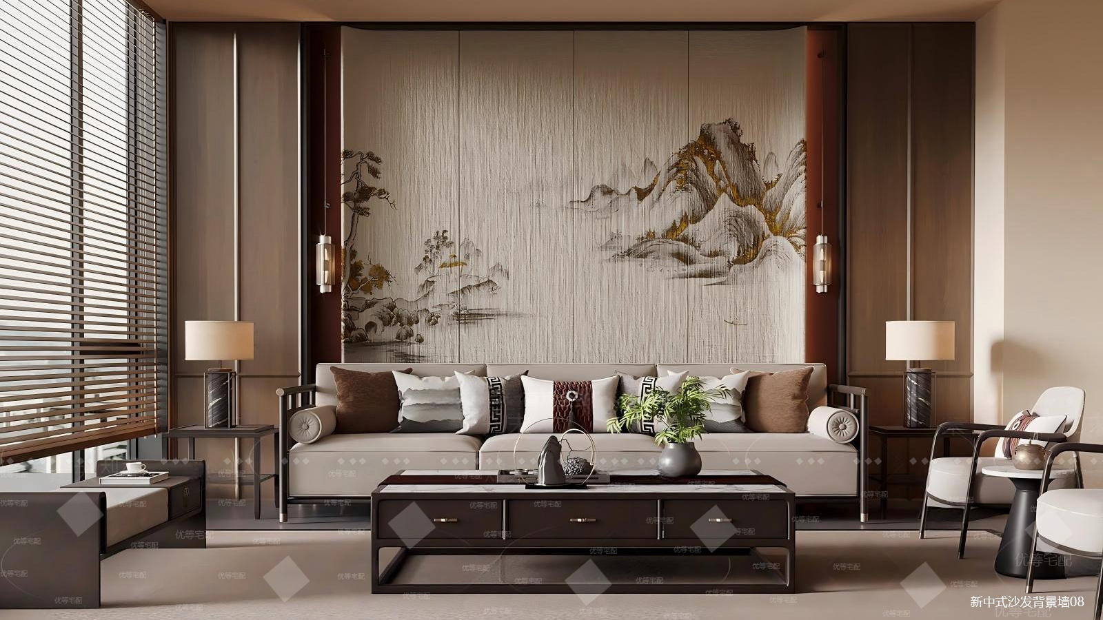 新中式沙发背景墙08