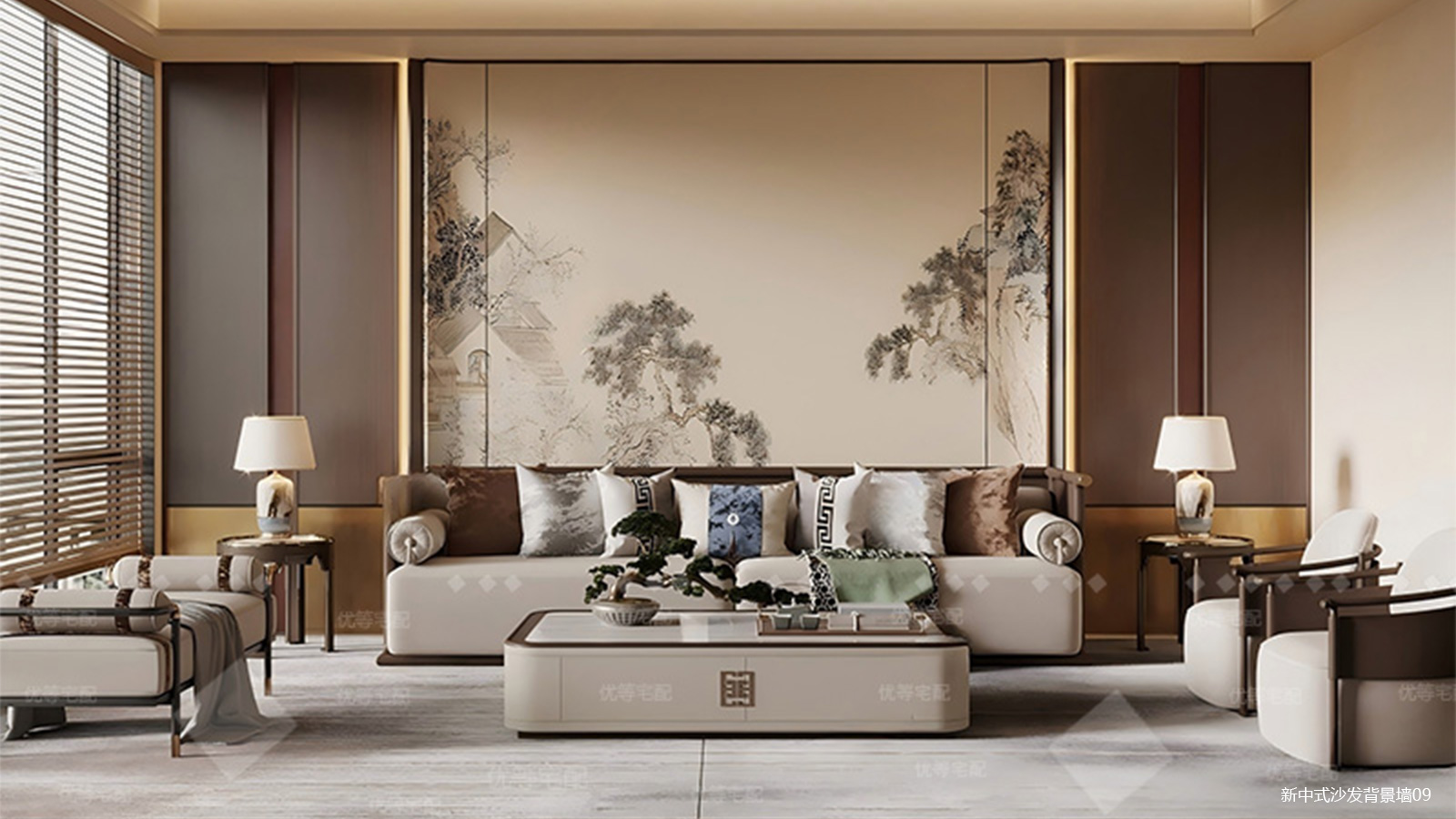 新中式沙发背景墙09