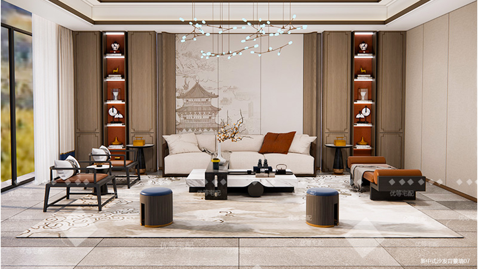 新中式沙发背景墙07