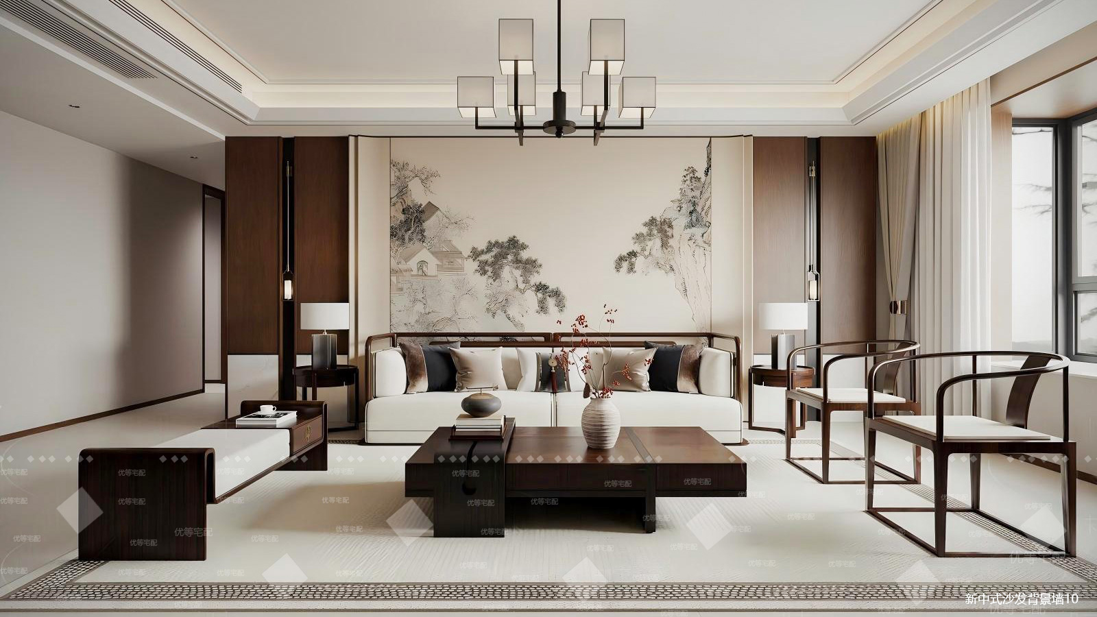 新中式沙发背景墙10