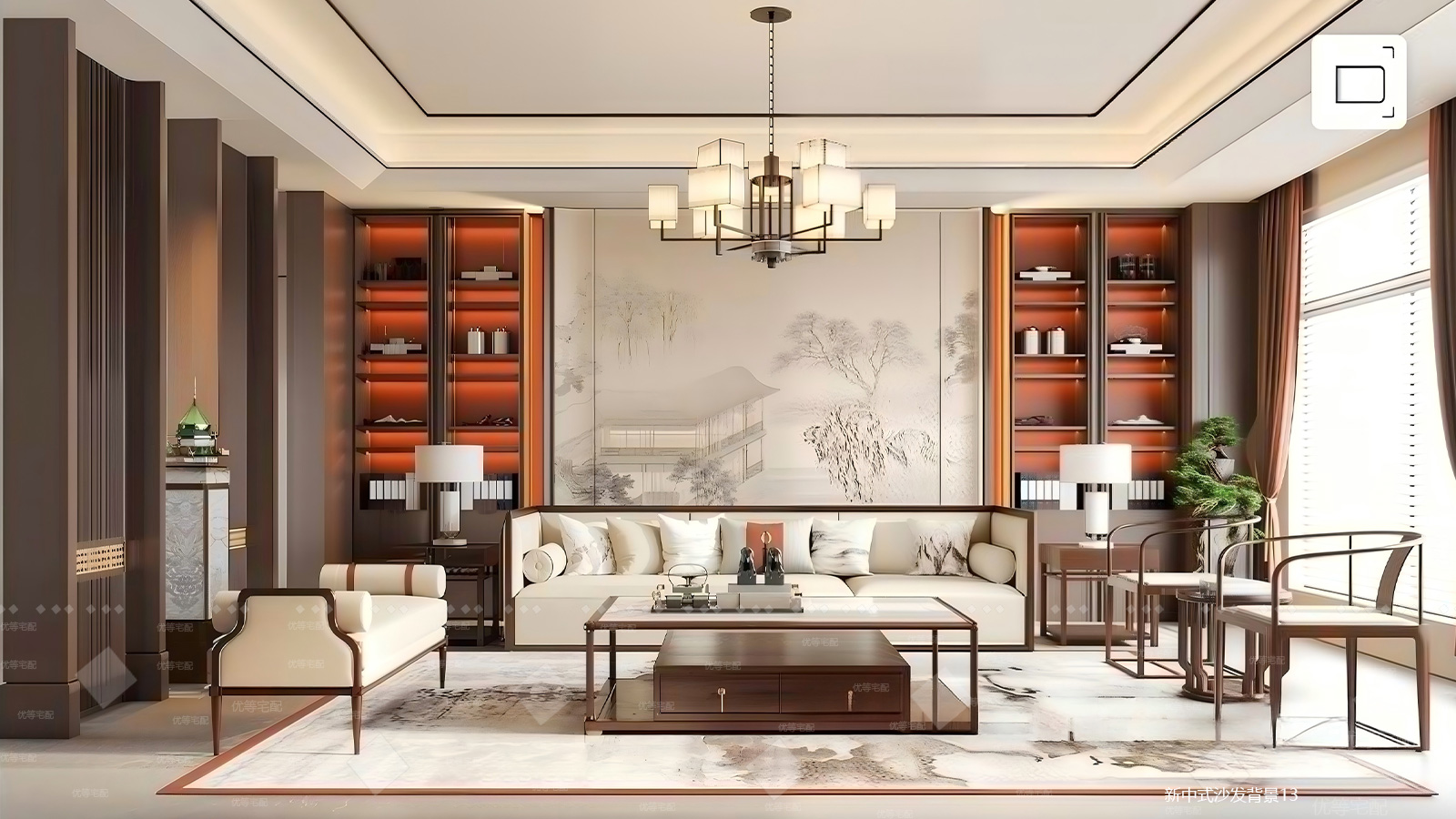 新中式沙发背景墙13