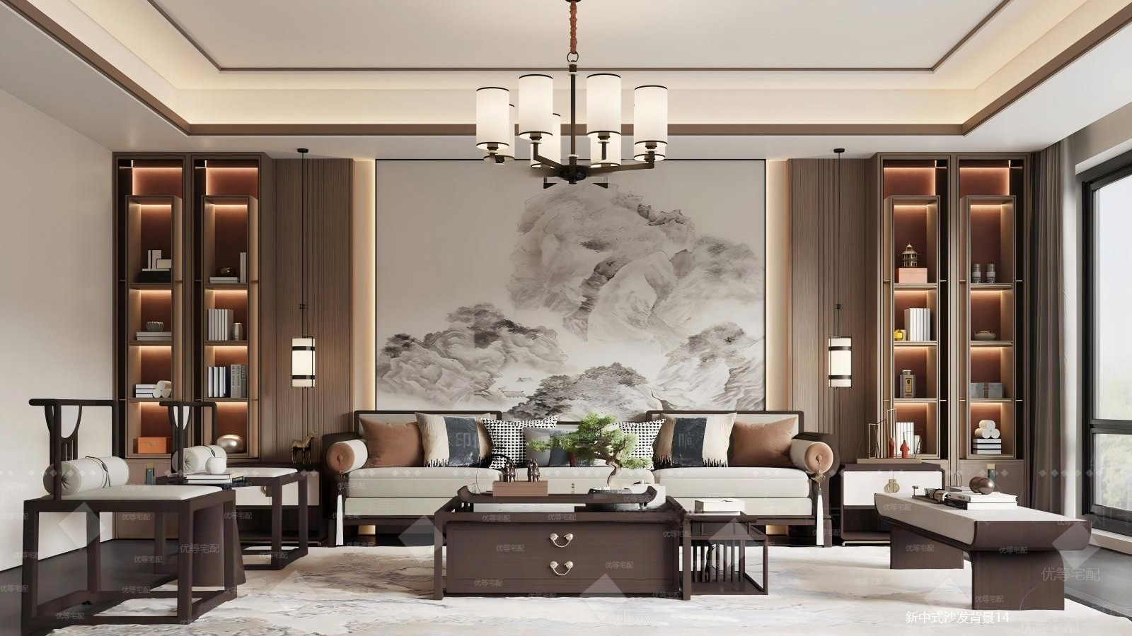 新中式沙发背景墙14