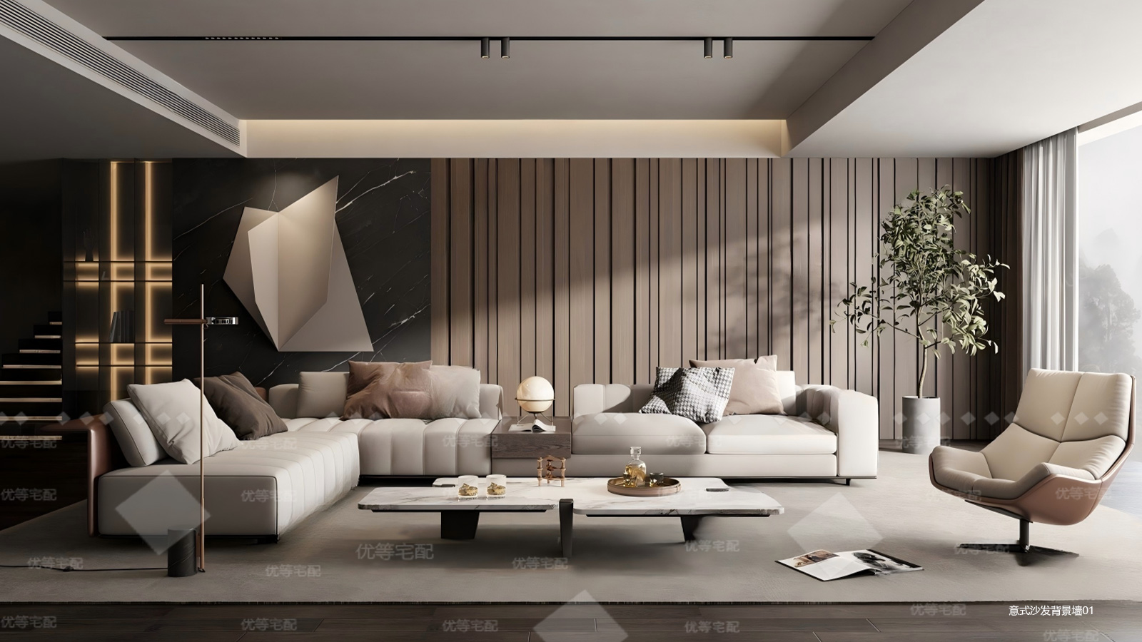 意式沙发背景墙01