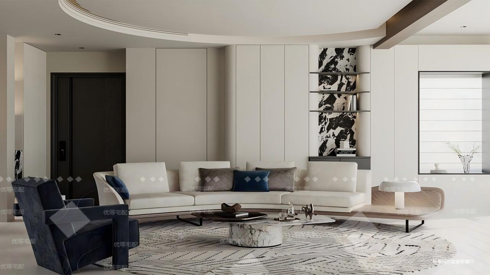 轻奢风沙发背景墙01