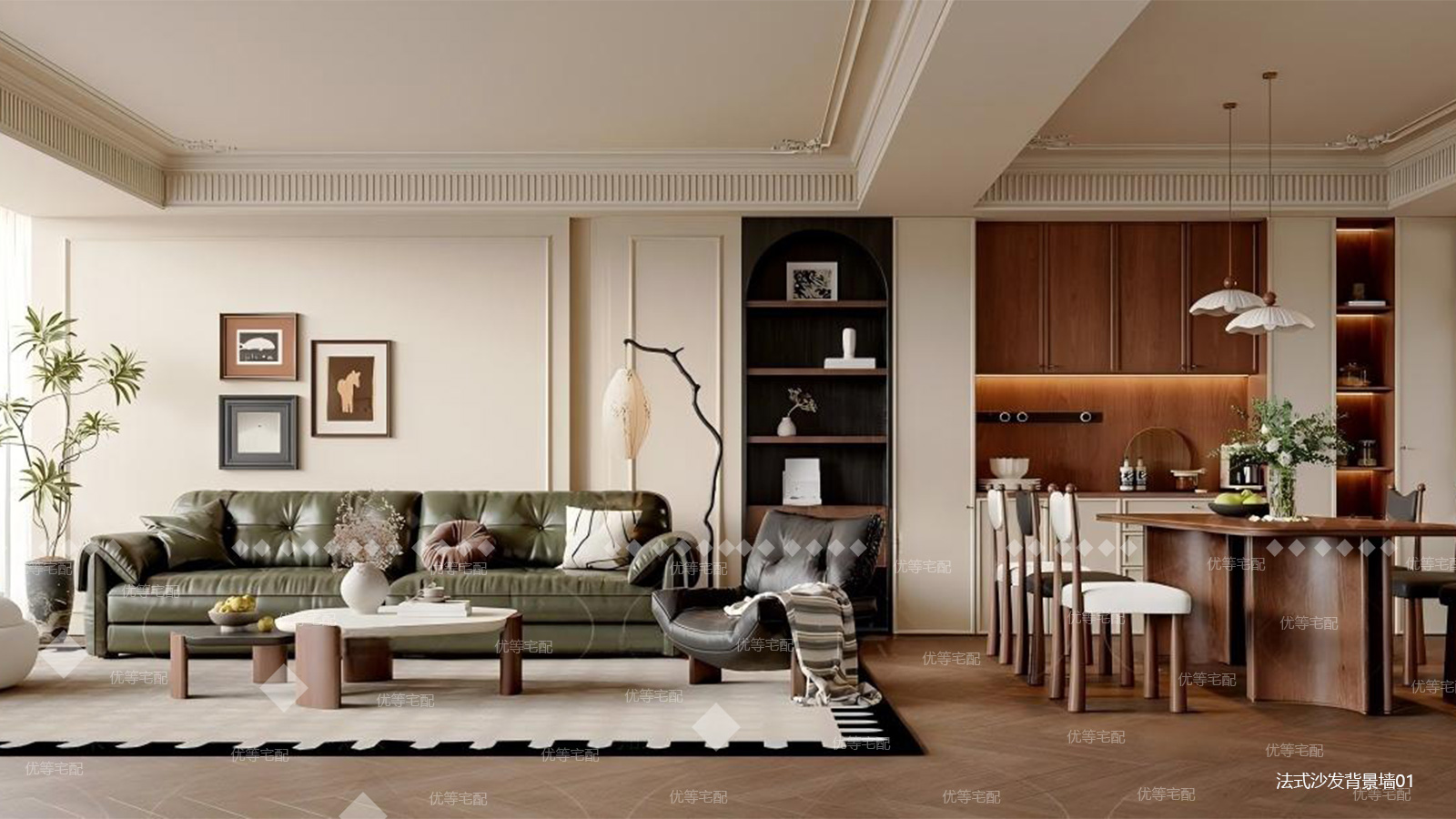 法式沙发背景墙01