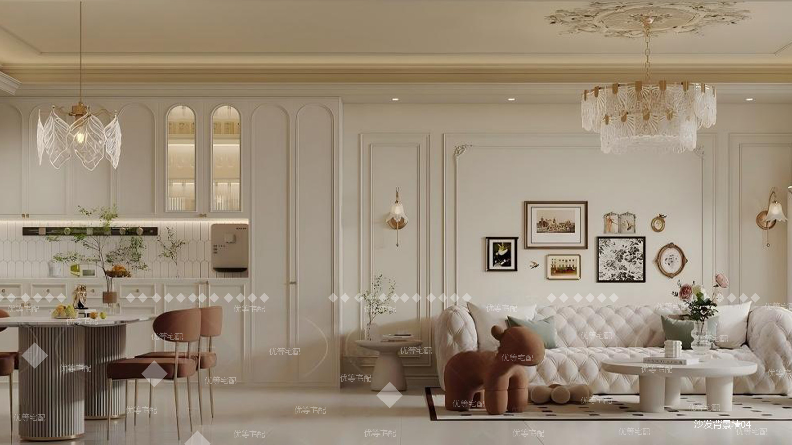 法式沙发背景墙04