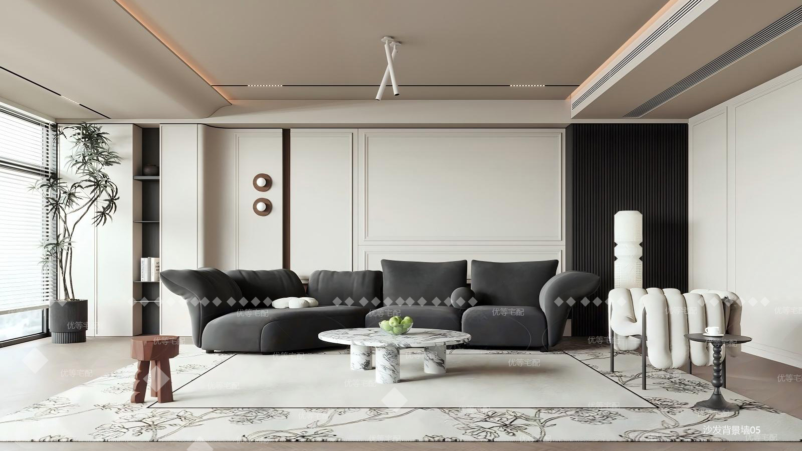 法式沙发背景墙05