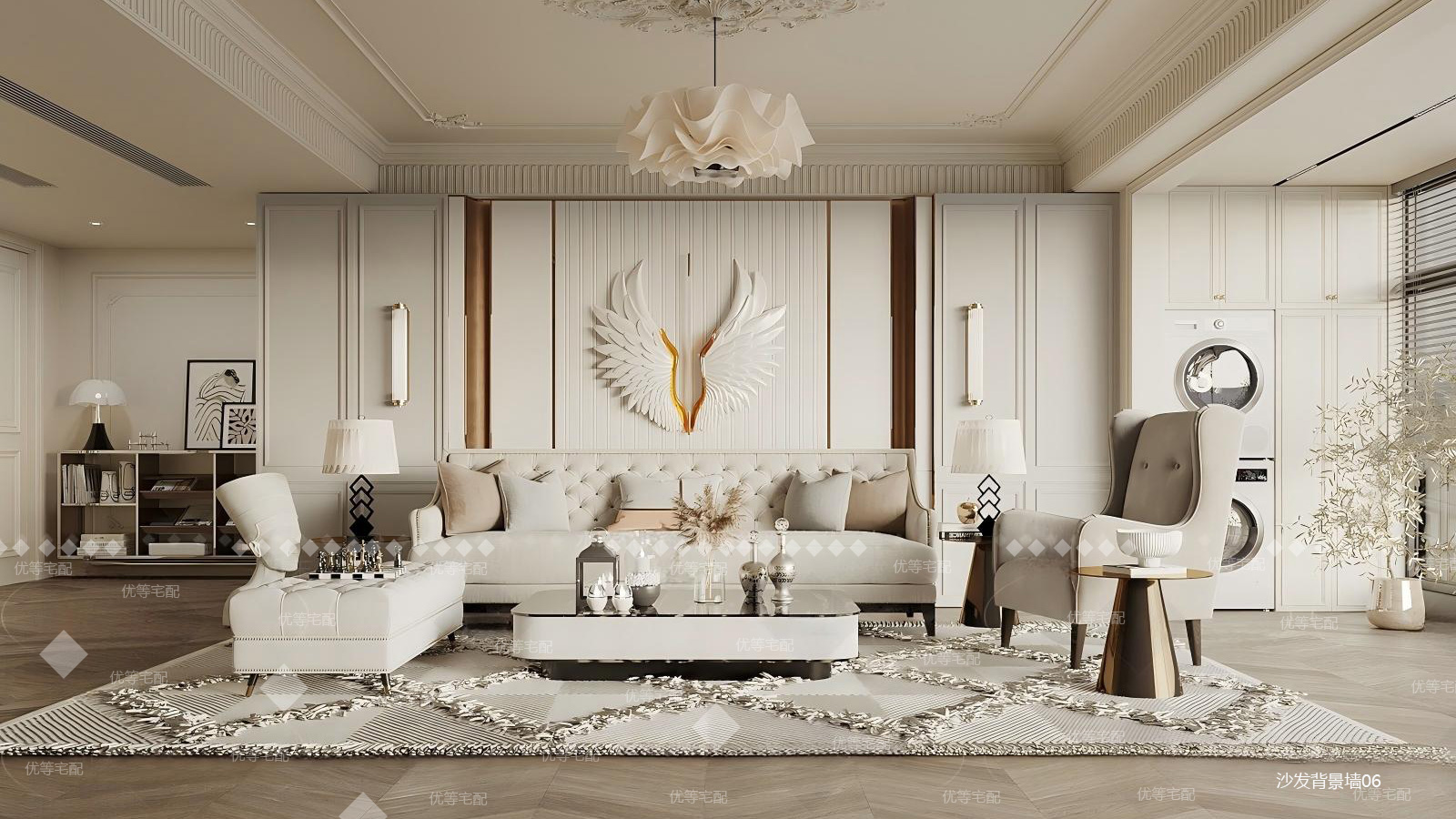 法式沙发背景墙06